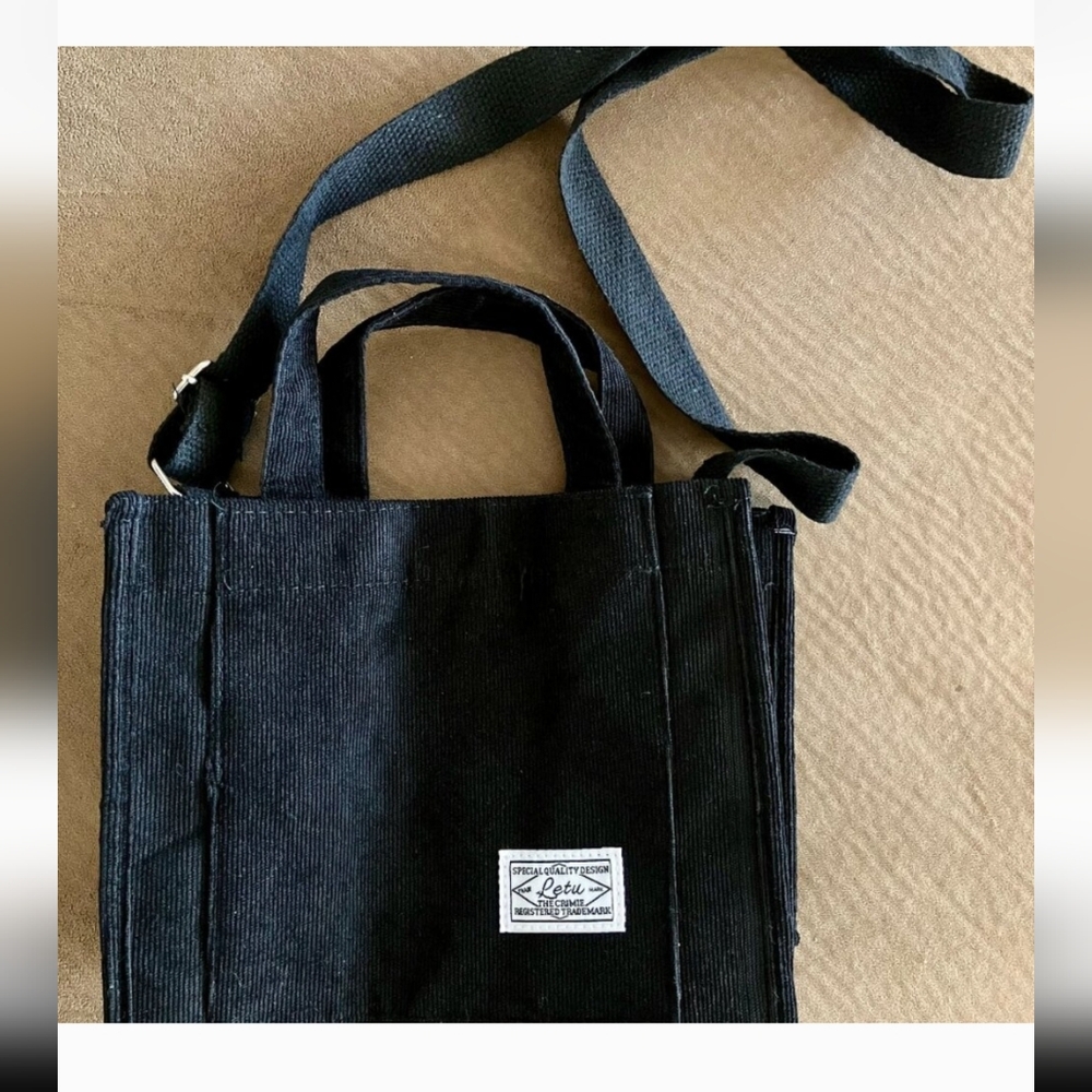 Black Corduroy Tote Bag